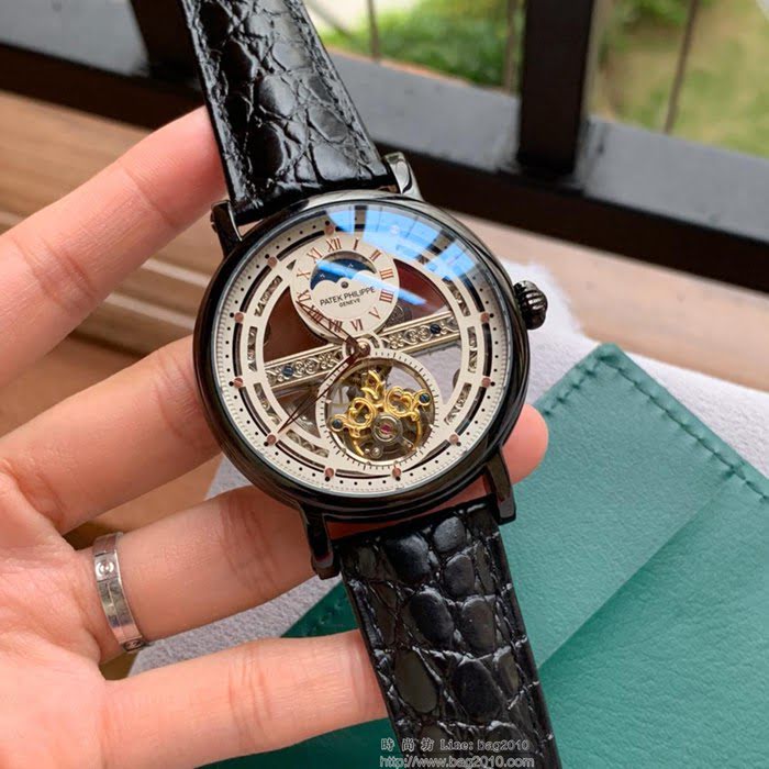 百達翡麗PATEK PHILPPE 最新設計鏤空新品 頂級全自動機械機芯 真牛皮錶帶 精品男士腕表  wssb3698